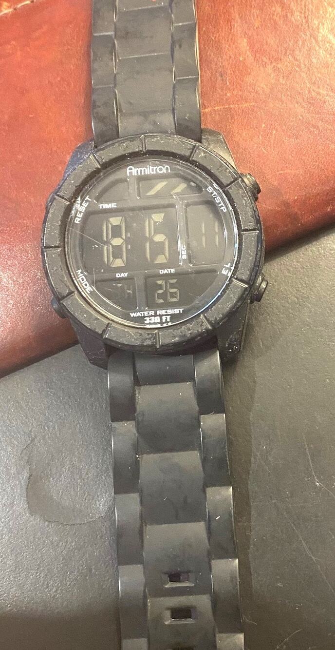 46mm Armitron All-Sport Watch, Black Acrylic Cas and Poly Band